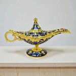 Blue Small Ornate Decorative Aladdin Lamp – Metal – 6" L x 3.5" H