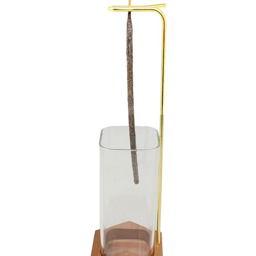 Upside Down Incense Holder with Wooden Base and Glass Ash Catcher (3.75" W x 11" H)