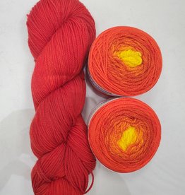 Brioche Cable Scarf Kit Summer Solstice/Blood Orange