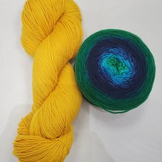 Brioche Cable Scarf Kit Paradise Bay/Saffron