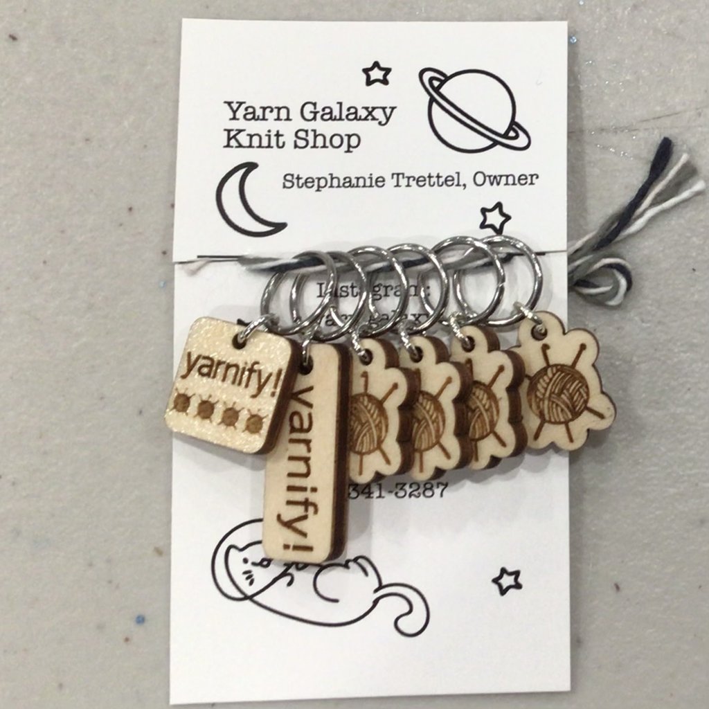 Stephanie Trettel/Yarn Galaxy Yarnify! Wooden Stitch Markers Knit