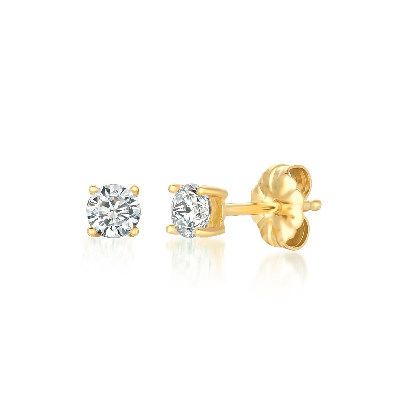 Crislu Solitaire Brilliant Stud Earrings Finished in 18kt Yellow Gold .50 CTW 300162E00CZ