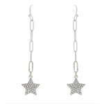 Silver Chain with Star Drop 2” Earring
