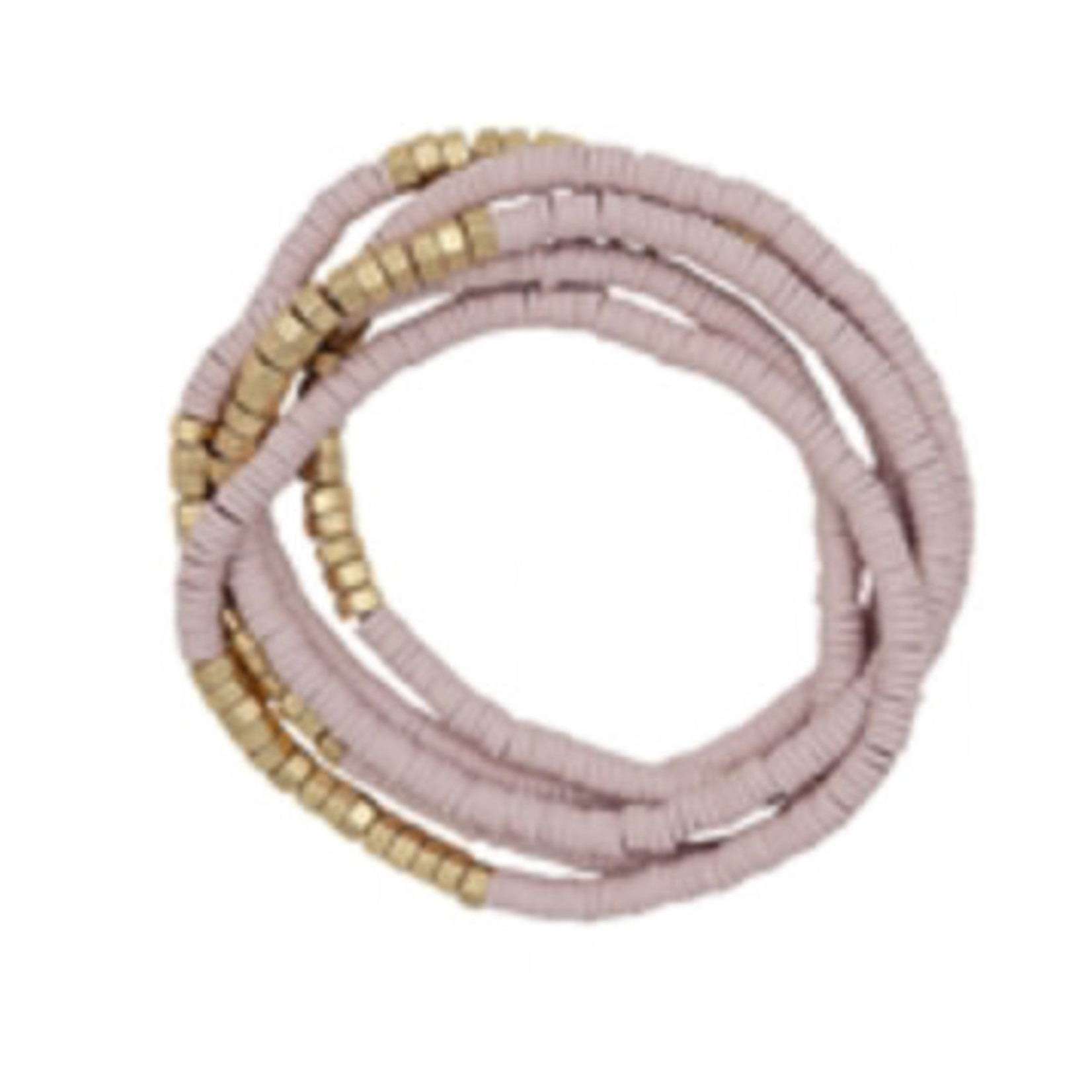 Blush Pink Rubber/Gold Set/5 Bracelet