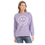Smiley Face Corded Sweatshirt - Purple - L