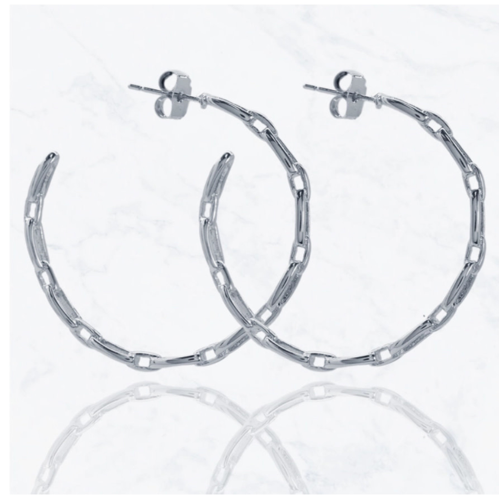 Suzie Q Luxury Chained Rounded Earrings - Silver