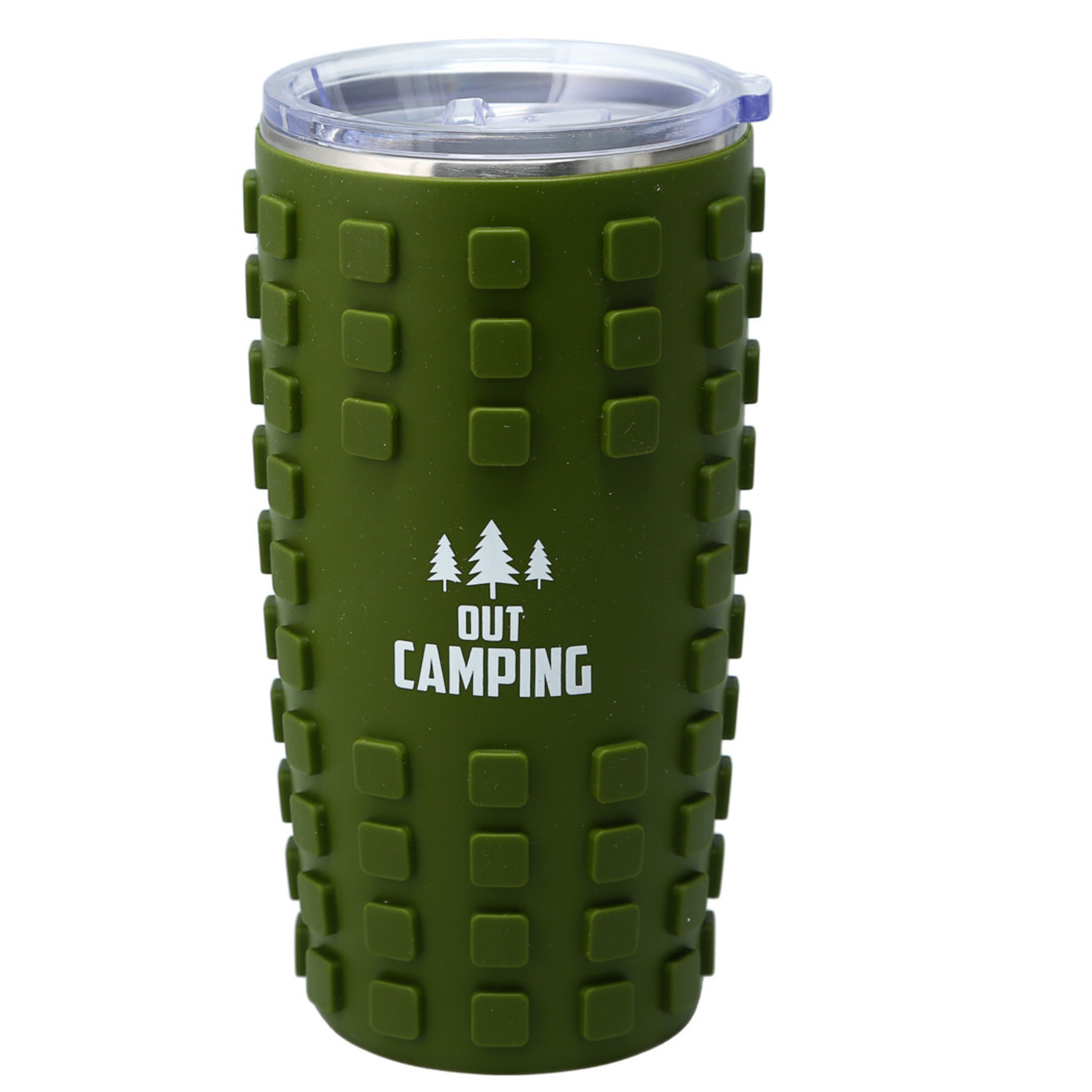 Out Camping - 20 oz Travel Tumbler W/3D Silicone Wrap