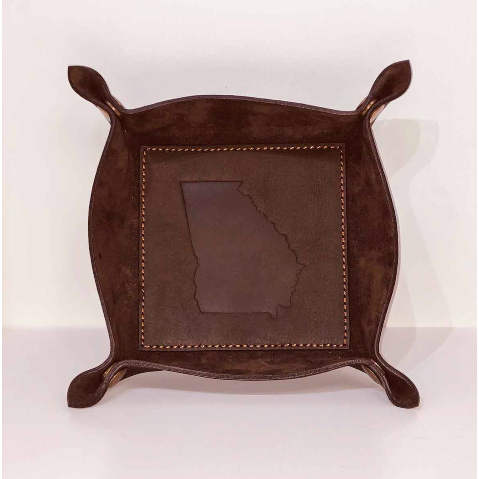 The Royal Standard Georgia Leather Embossed Valet Tray Dark Brown