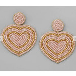 OBX Prep Rainbow Heart Shape Seed Bead Drop Earrings - Pink