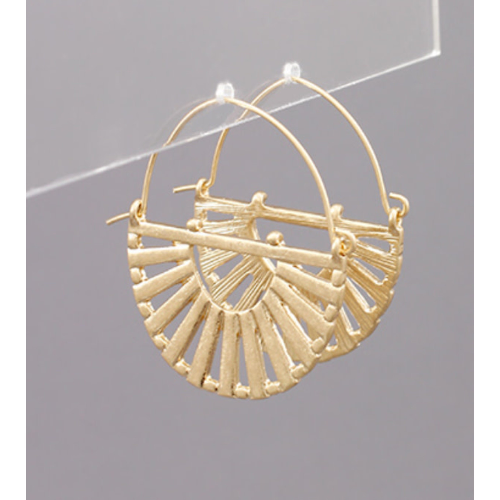 Golden Stella Oval Crescent Bar Earrings - Worn Gold