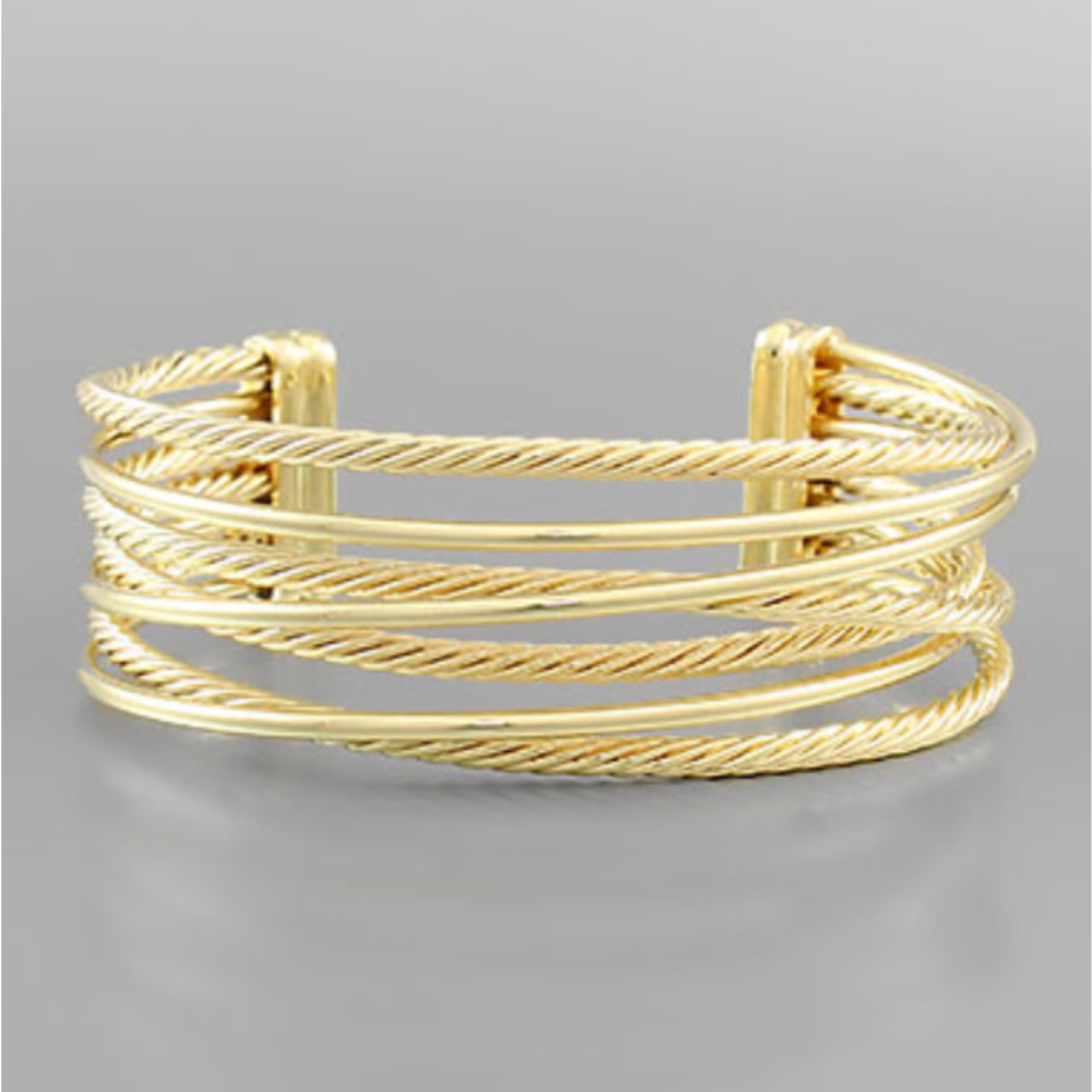 Golden Stella Multi Row Metal Rope Cuff - Gold