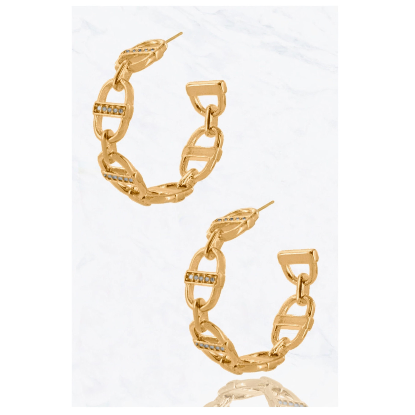 Suzie Q 14K Gold (Silver) Dipped Oval Shape Link Hoop Earrings