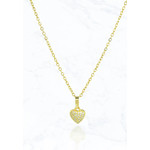 Suzie Q Shiny Heart Steel Necklace - Gold