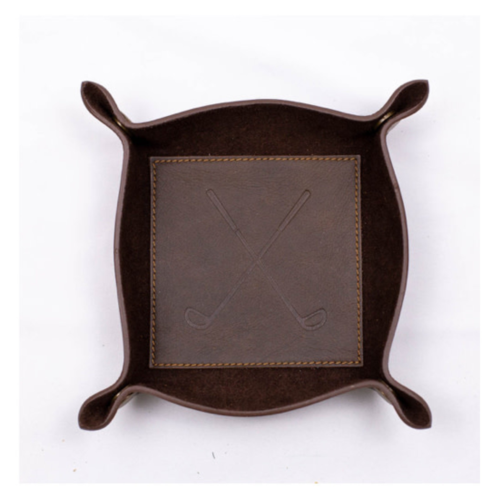 The Royal Standard Golf  Embossed Leather Valet Tray Dark Brown