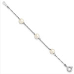 Sterling Silver RH-plated Childs 5-5.5mm FWC Pearl 3-Station Bracelet