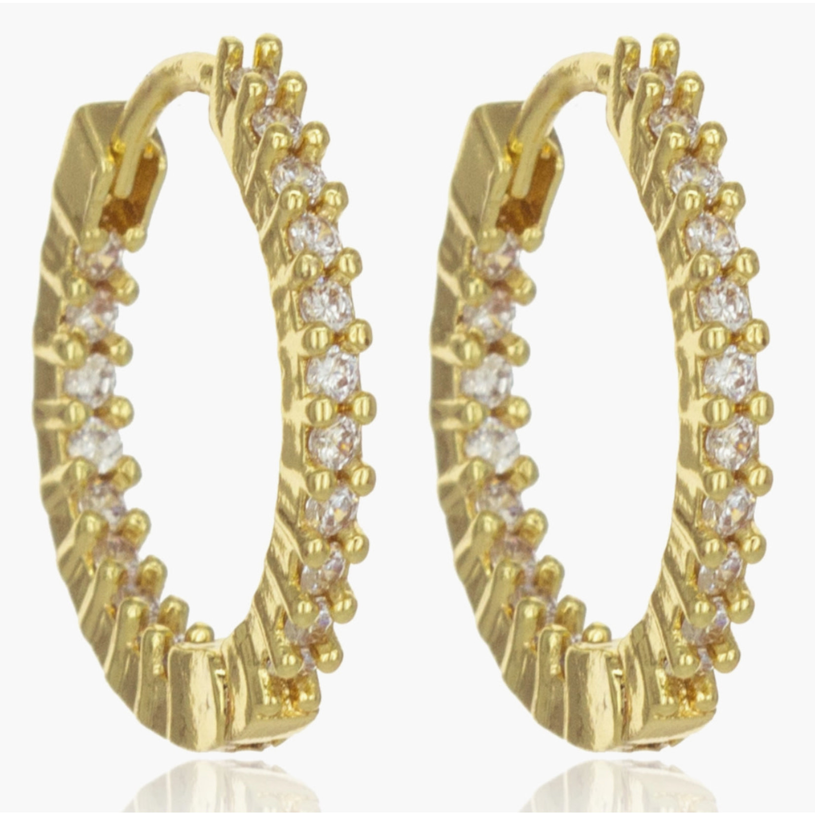 Suzie Q CZ Hoop Earrings - Gold