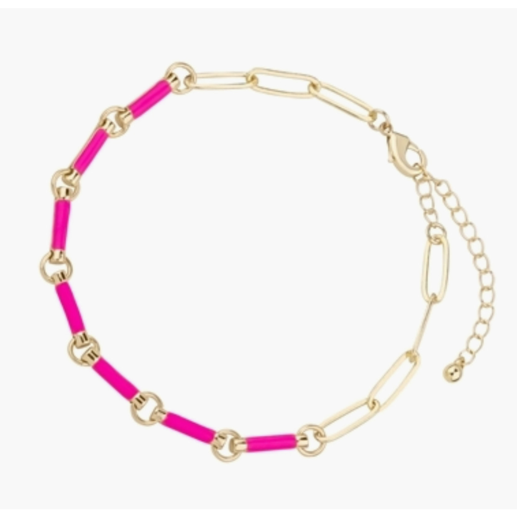 Hot Pink Acrylic Bar and Gold Chain Anklet