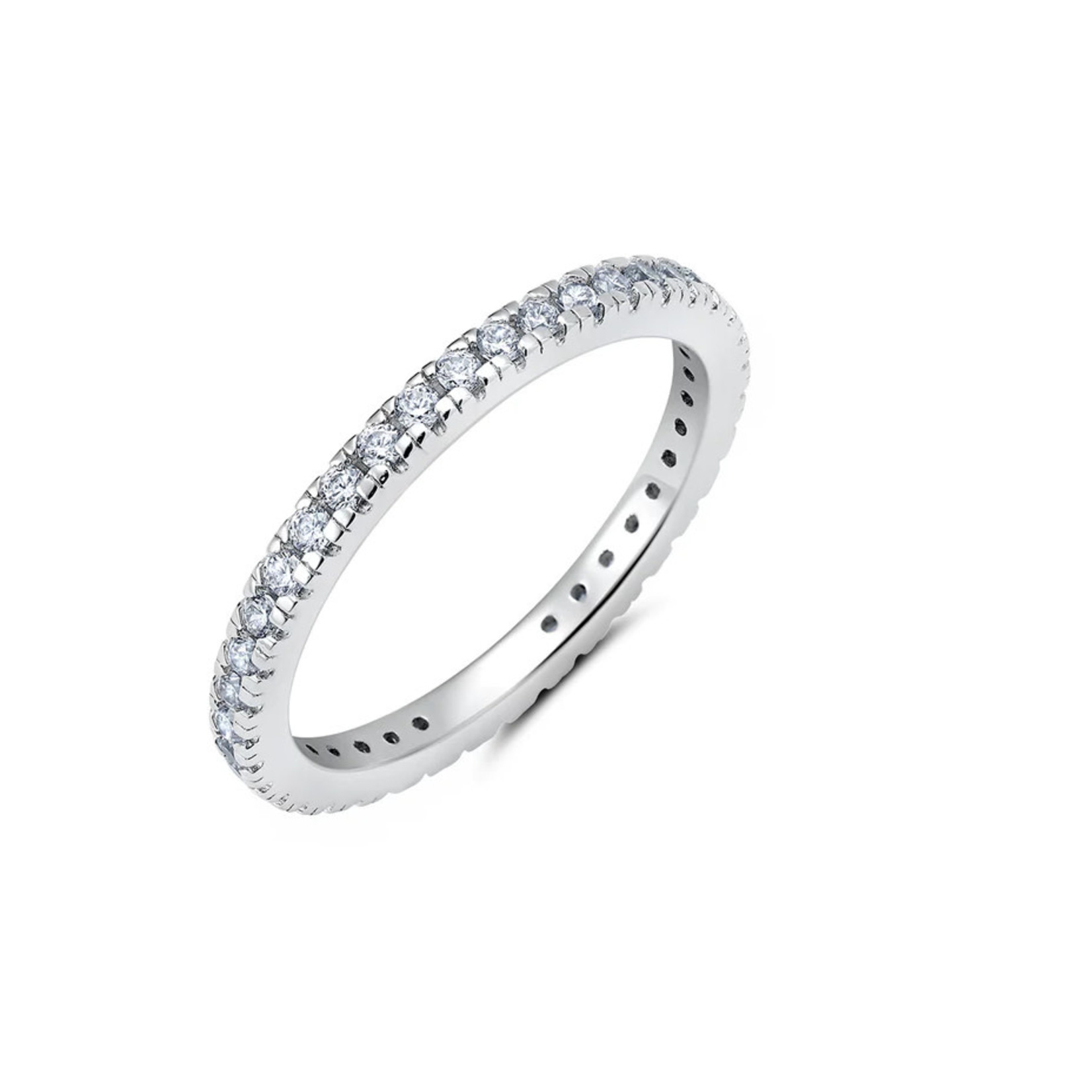 Clear Hand Set CZ Step Cut Eternity Band Engagement Ring Finished In Pure Platinum 901227R70CZ