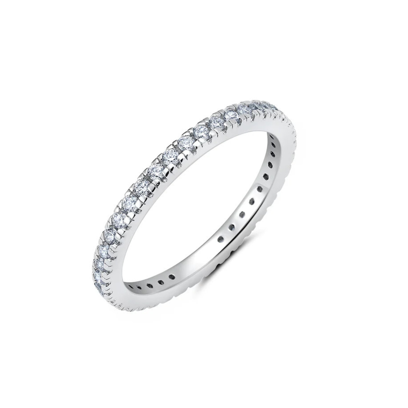 Clear Hand Set CZ Step Cut Eternity Band Ring Finished In Pure Platinum 9012277R60CZ