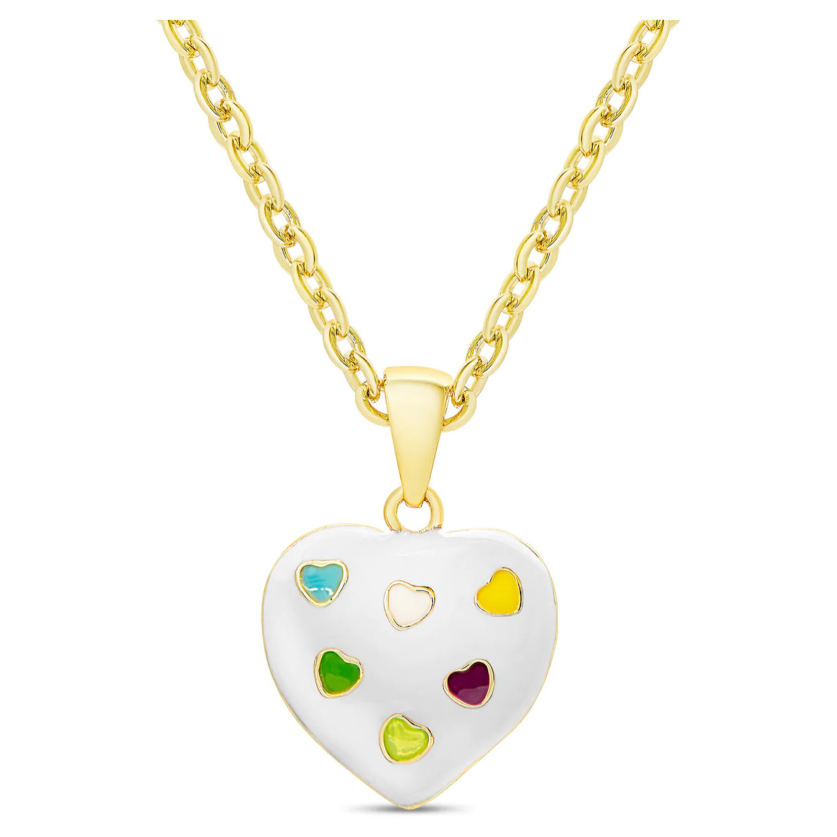 Lily Nily 18k Gold Overlay Puffed Heart Pendant - White