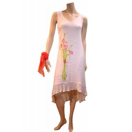 D11 Asymétric Dress with Lotus flower painting