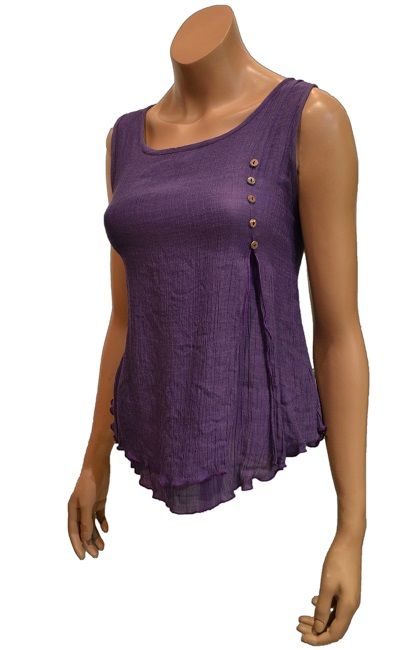 Short Shirt (Top), no Sleeve, in Bamboo-Cotton-PA - Boutique Passions d ...