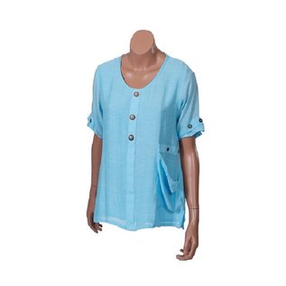 S14d Blouse avec une Poche et 3 Boutons Devant, Manches Courtes