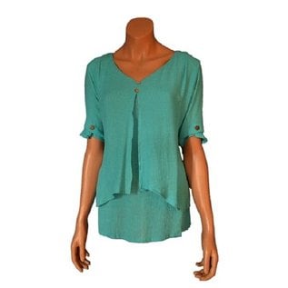 S21d Blouse Mi-Longue Avec 2 Panneaux Devant, Manches Courtes Avec Boutons