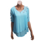 S06b Short Shirt V Neck with Buttons, 3/4 Sleeves with Holes