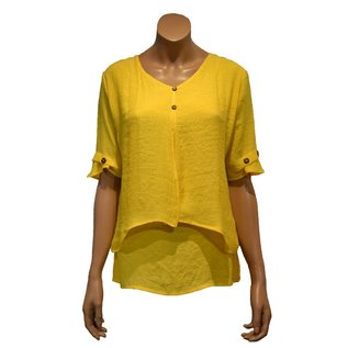 S21d Mid-Long Shirt With 2 Hanging Layers in Front, short Sleeves With Buttons