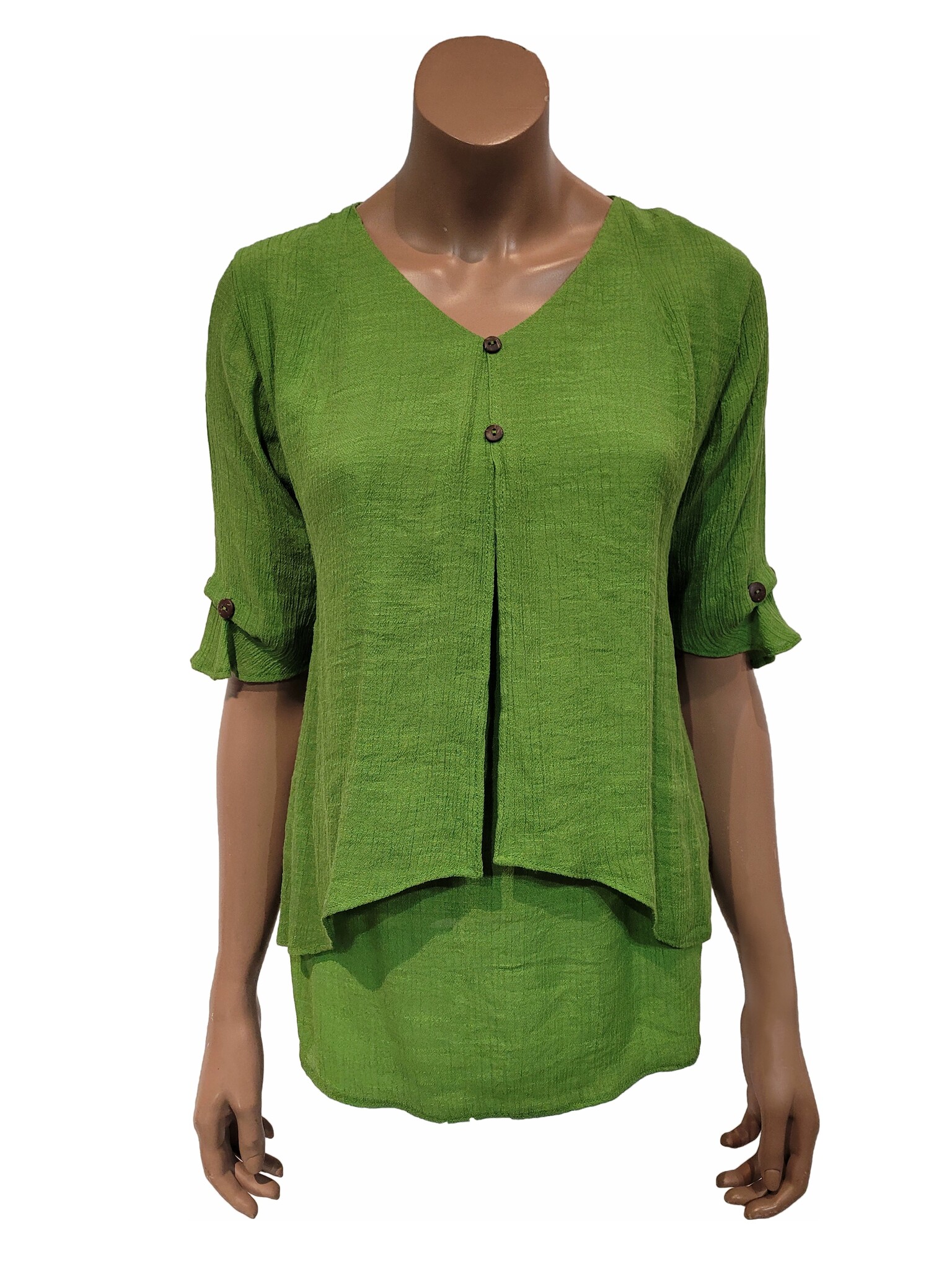 Shirt With 2 Hanging Layers, Short Sleeves, Bamboo-Cotton-PA