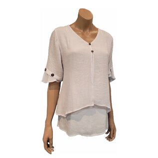 S21d Mid-Long Shirt With 2 Hanging Layers in Front, short Sleeves With Buttons