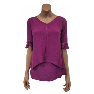 S21d Mid-Long Shirt With 2 Hanging Layers in Front, short Sleeves With Buttons