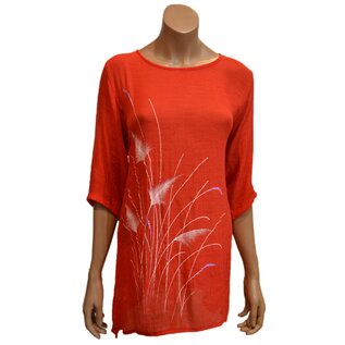 S05c Tunic with Hand Painting in Front, 3/4 Plain Sleeves