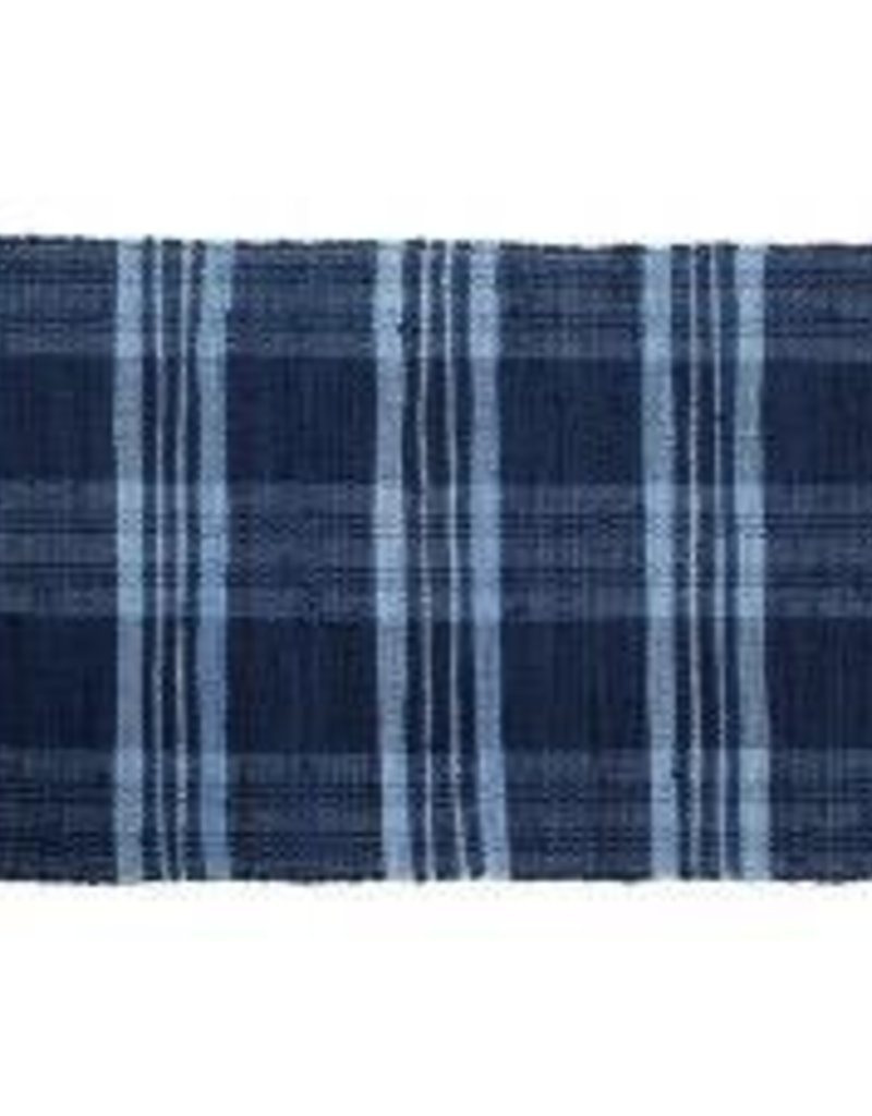 Gajmoti Of Canada Ltd Floor Mat Ribbed Cotton Chindi Checks Blue