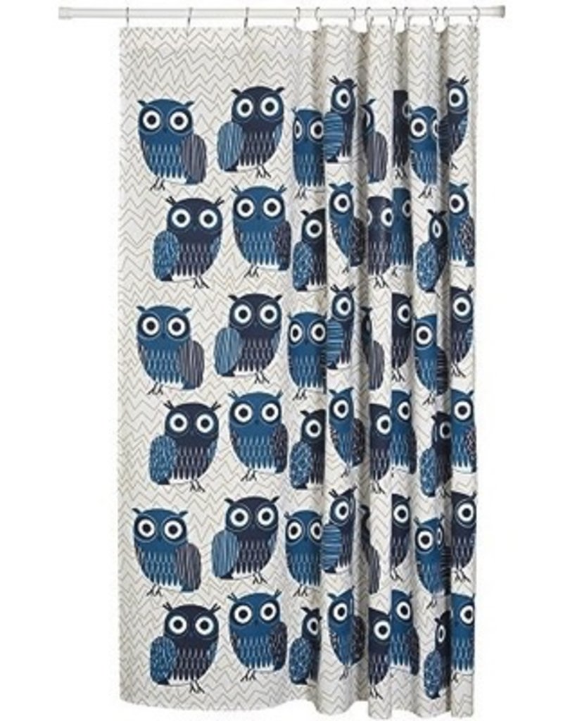 Danica Studio Shower Curtain Blue Owls Rambles Kitchen Home Gifts