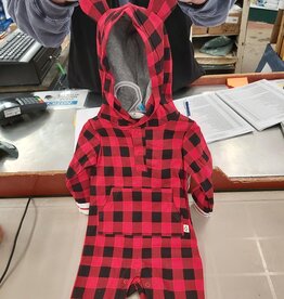 Hooded Ear Jumpsuite buffalo plaid