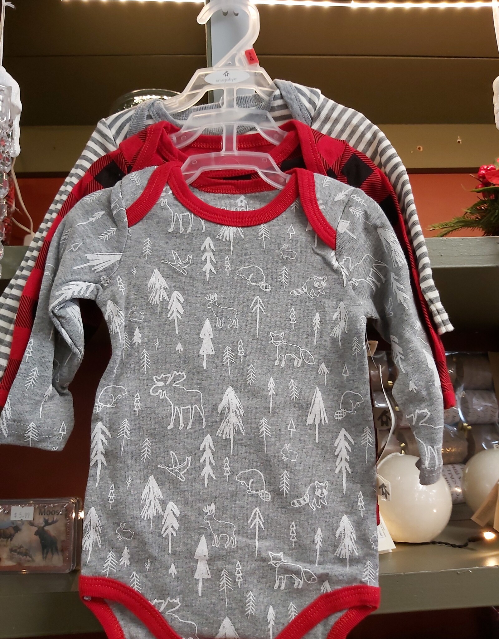 3pk Long sleeve buffalo plaid bodysuite