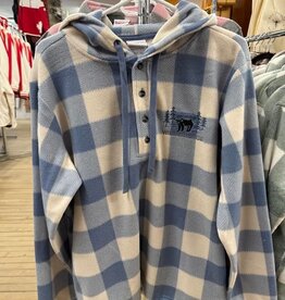 Plaid Hoody w/pockets - Blue