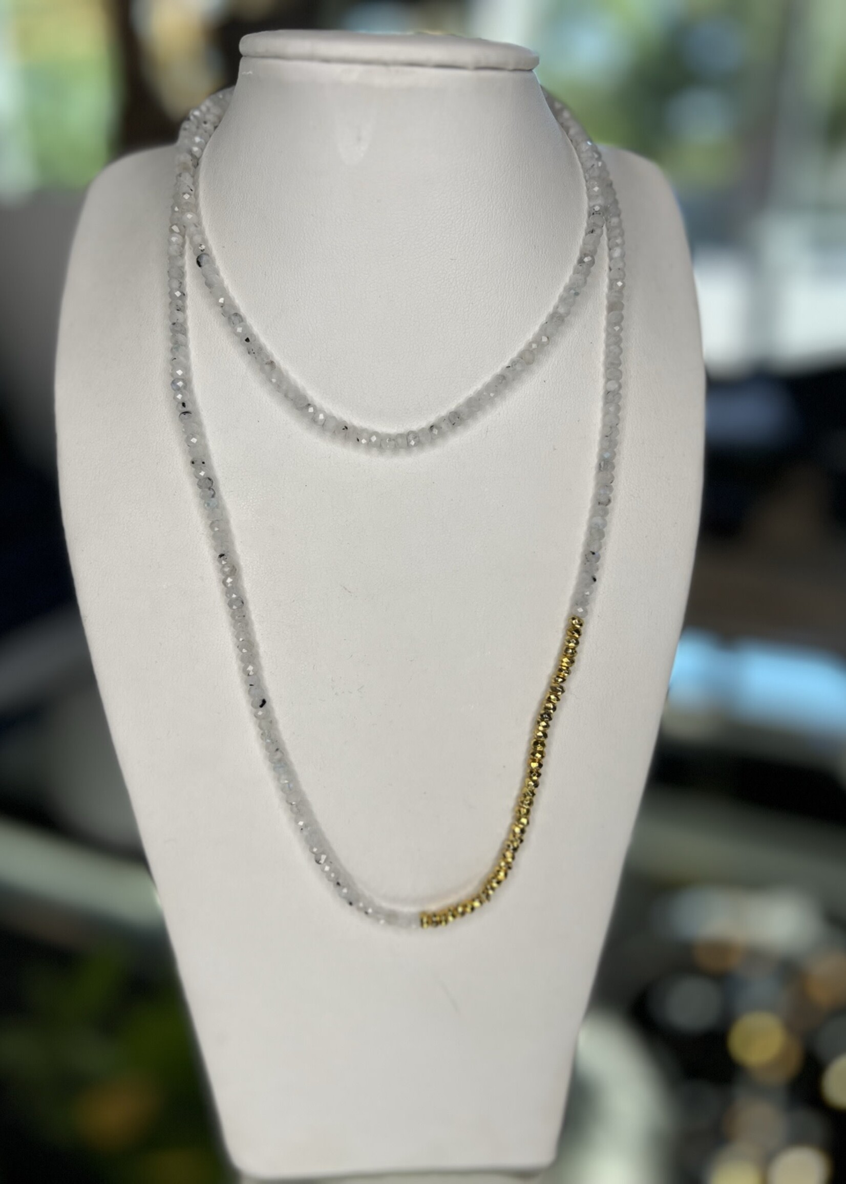 Lula Tourmalinated Quartz Long Rondelle Necklace/Wrap Bracelet
