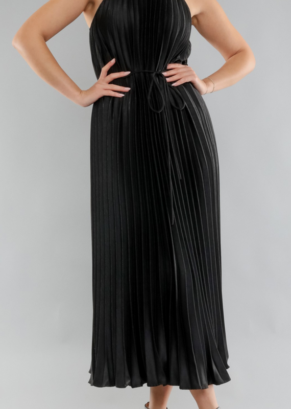 Mock Neck Pleated Dress