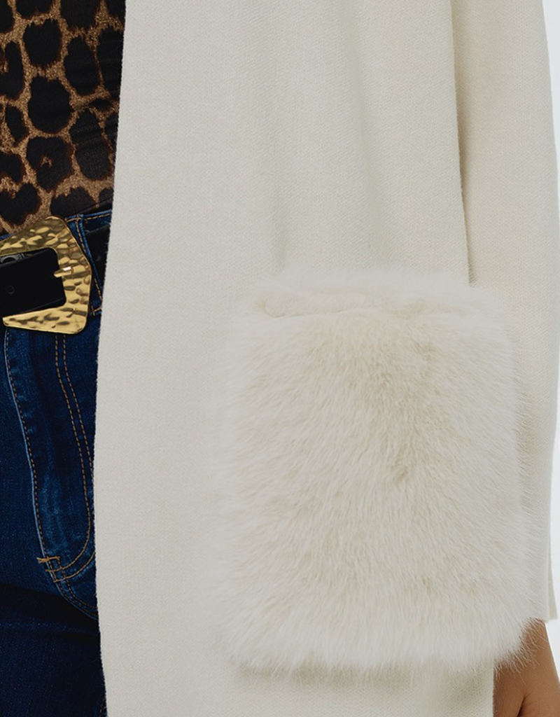 Faux Fur Pocket Cardigan