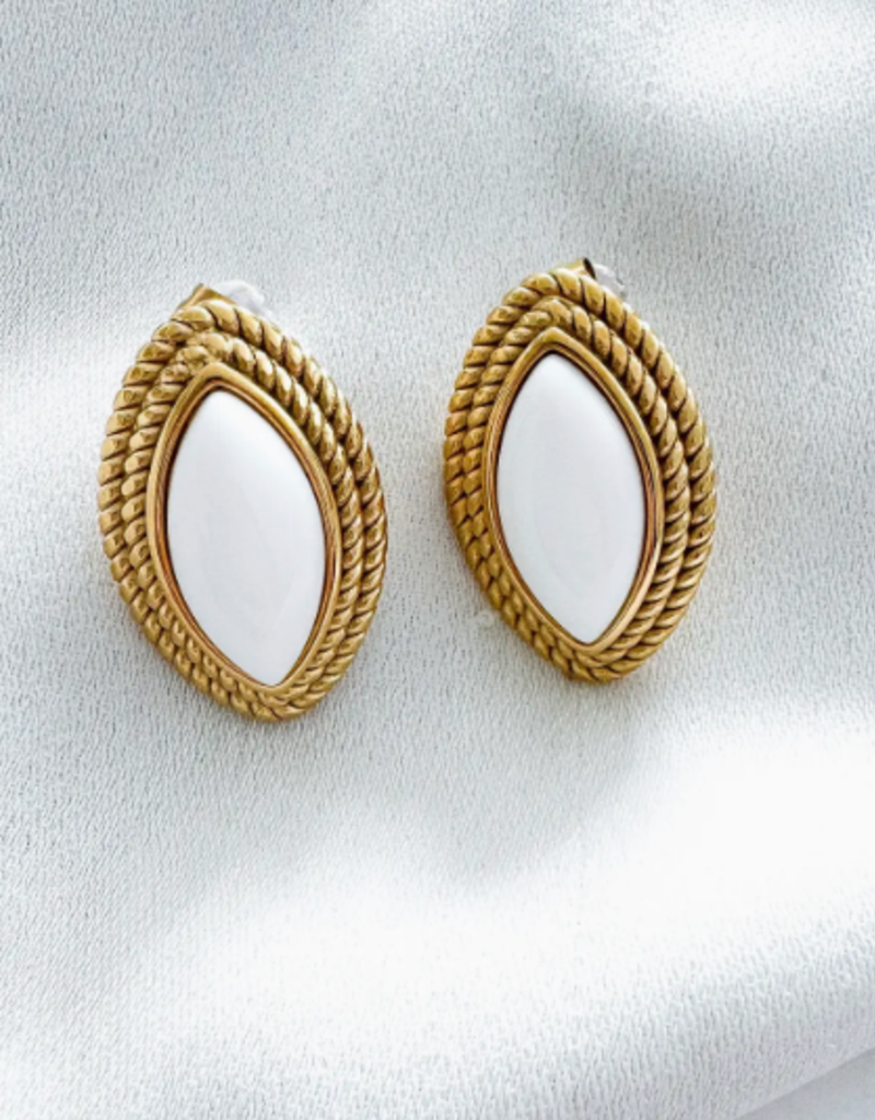 Oval Diamond White Stone Earring