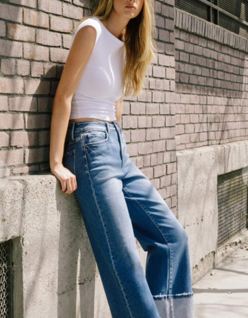 F5827- 90's Vintage Cuffed Flare Jeans
