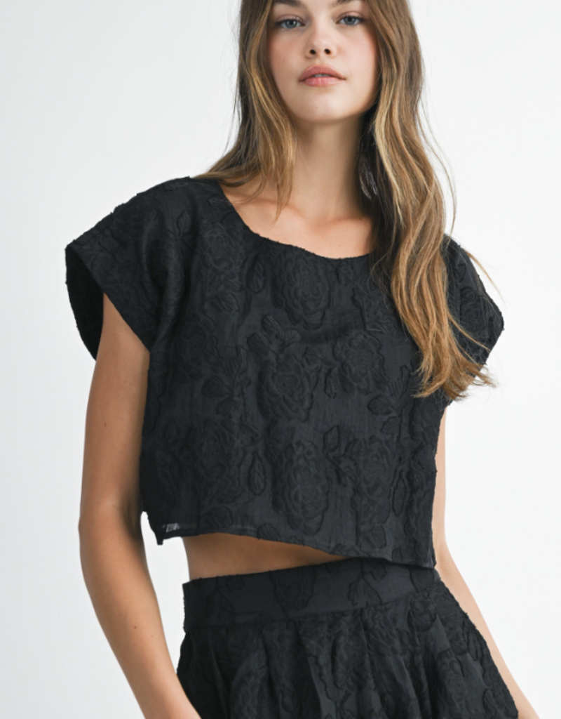 Black Crepe Crop