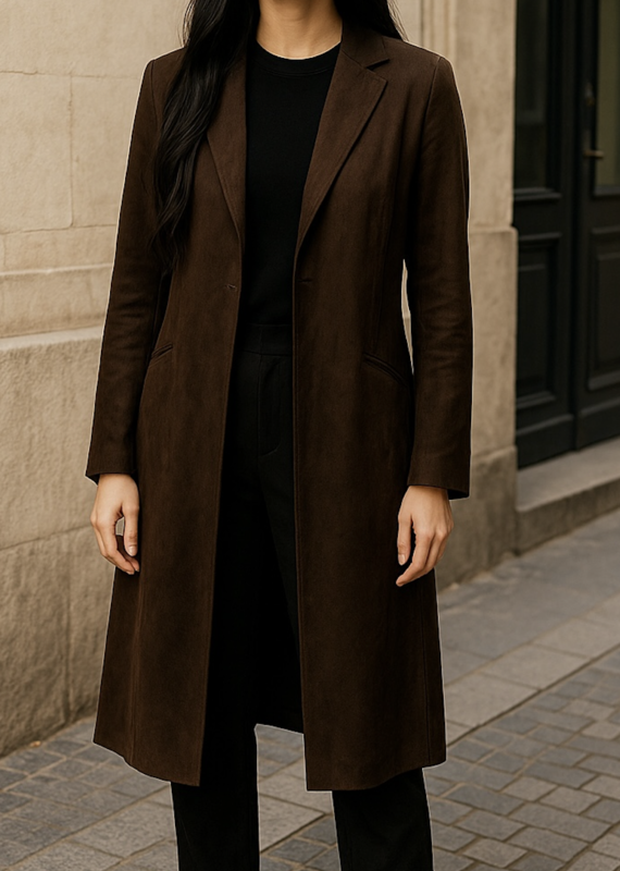 Faux Suede Trench