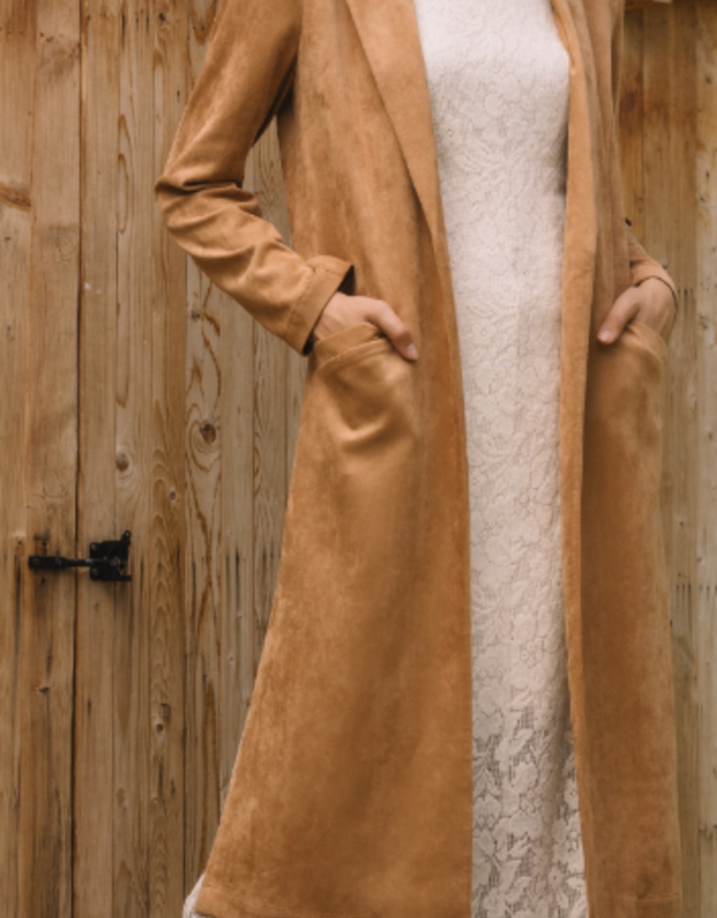 Faux Suede Trench