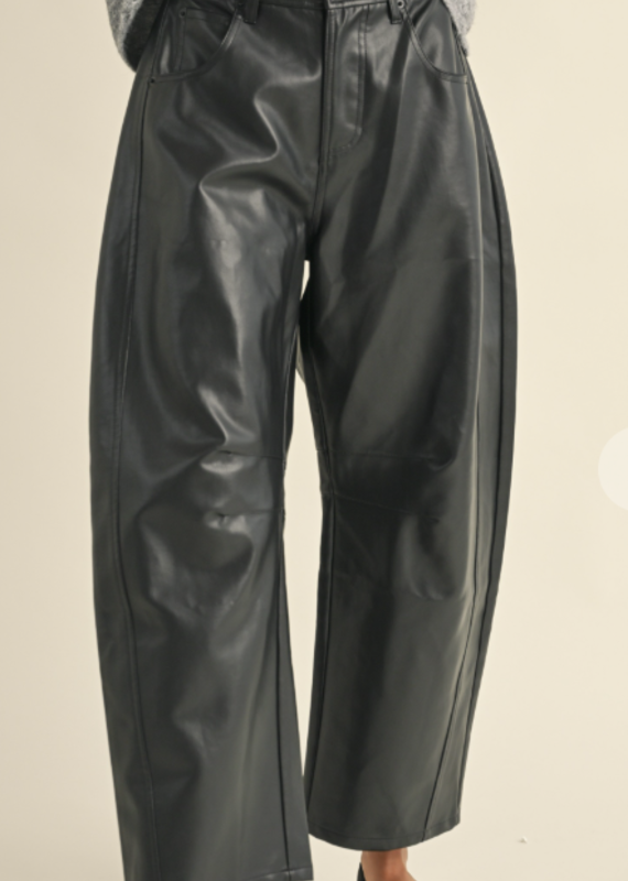 Barrel Faux Leather Pants