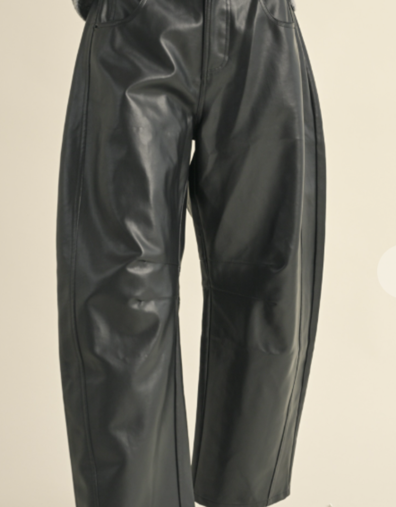 Barrel Faux Leather Pants