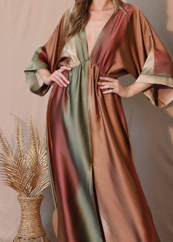 Ombre Satin Kimono Dress